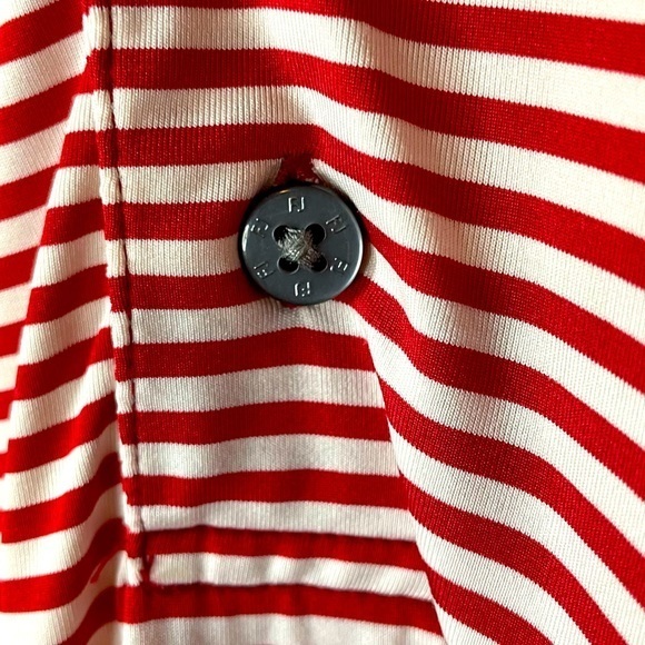 FootJoy‎ FJ Pro-dry Lisle Short Sleeve Red and White Striped Golf Polo Large - Picture 3 of 8